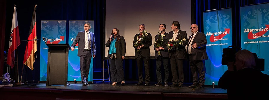 Die Thüringer Kandidaten der AfD auf der Wahlparty in Erfurt zur Bundestagswahl 2017.