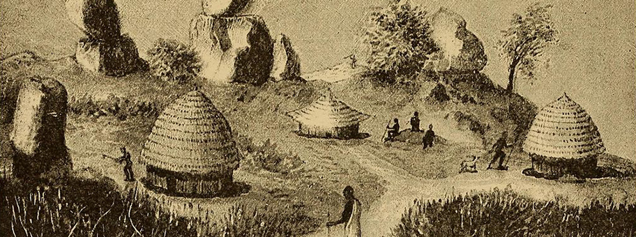 Dorf in Afrika im 19. Jahrhundert.