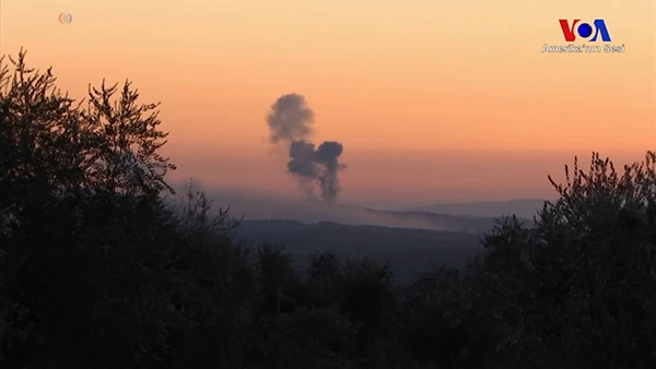 Türkisches Bombardement nahe Afrin, Januar 2018.