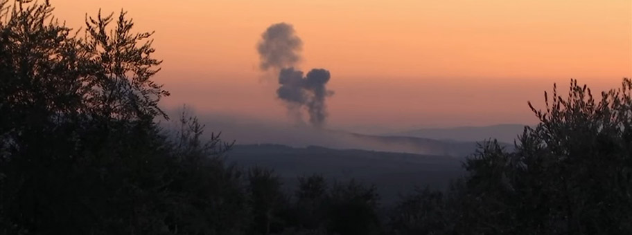 Türkisches Bombardement nahe Afrin, Januar 2018.