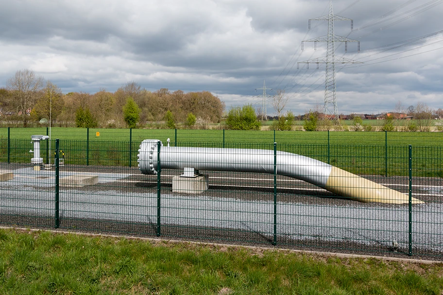 Gas-Pipeline (Molchschleuse) bei Albachten, Münster in Nordrhein-Westfalen.