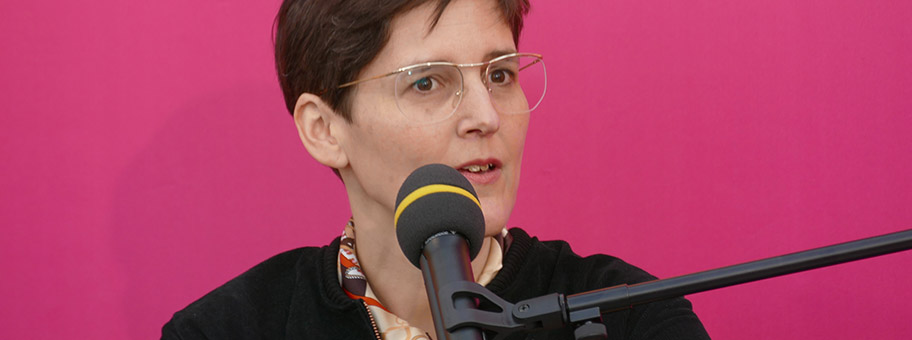 Anke Stelling stellt auf der Leipziger Buchmesse 2019 ihren Roman «Schäfchen im Trockenen» (Verbrecher Verlag) vor. Für diesen Roman erhielt sie den Preis der Leipziger Buchmesse, Kategorie Belletristik.