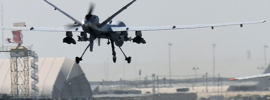 Eine Reaper Drohne der Royal Air Force in Kandahar, Afghanistan.