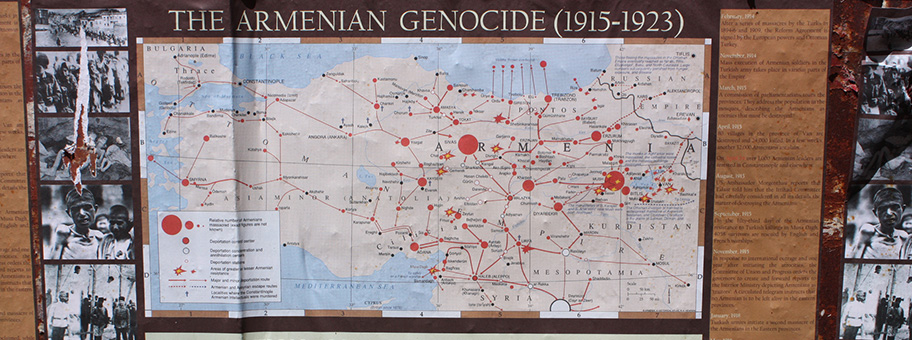 Karte im armenischen Viertel von Jerusalem über den Genozid in der Türkei.