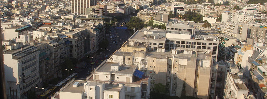 Sicht auf Athen von der Kifissia Avenue.