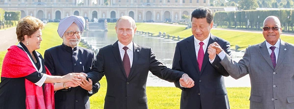 BRICS Führungsstaaten am G-20 Treffen in Sankt Petersburg: Dilma Rousseff, Manmohan Singh, Vladimir Putin, Xi Jinping and Jacob Zuma.