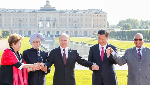 BRICS Führungsstaaten am G-20 Treffen in Sankt Petersburg: Dilma Rousseff, Manmohan Singh, Vladimir Putin, Xi Jinping and Jacob Zuma.