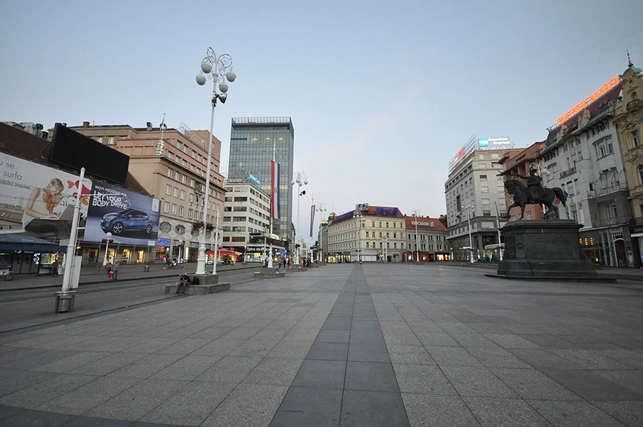 Ban Jelačić Platz im Zentrum von Zagreb, Kroatien.