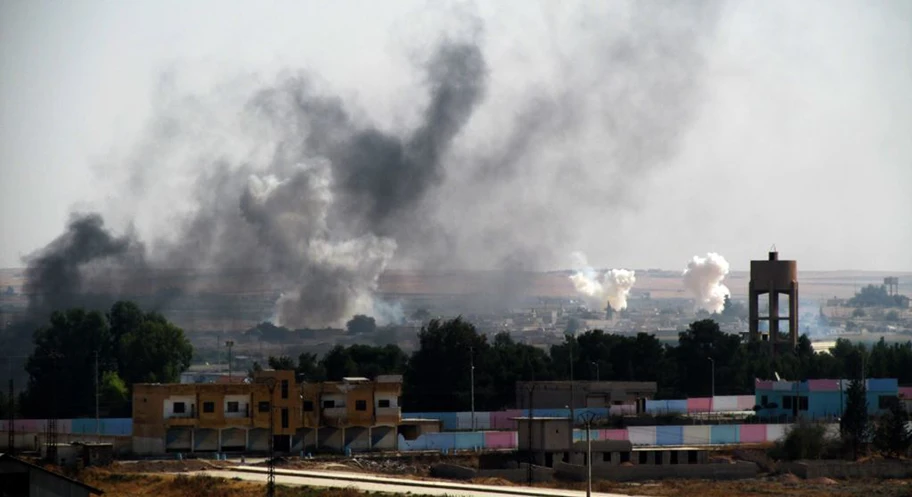 Türkischer Angriff auf den syrischen Teil der Stadt Akçakale, Oktober 2019.