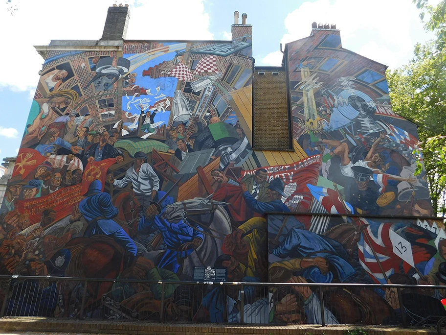 The mural on Cable Street in London, dedicated to the Battle of Cable Street.