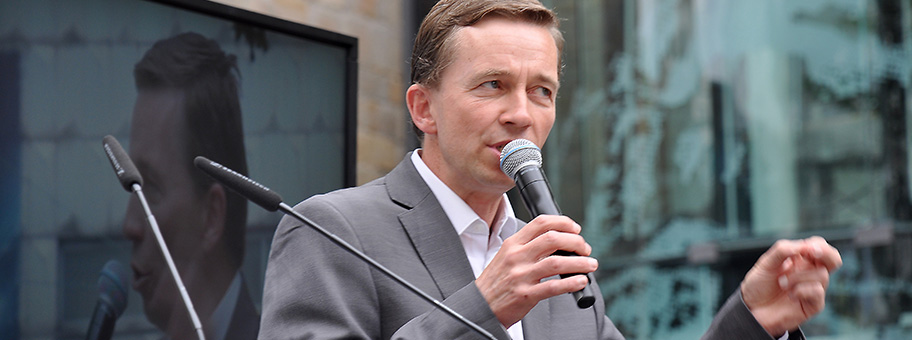 Bernd Lucke, Sprecher der Alternative für Deutschland (AfD) bei einer Wahlveranstaltung am 09.2013 in Dortmund.