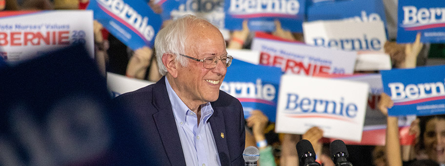 Bernie Sanders an einer Wahlveranstaltung in Kalifornien, März 2020.