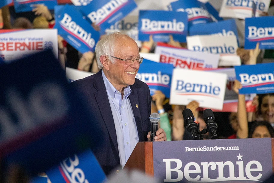 Bernie Sanders an einer Wahlveranstaltung in Kalifornien, März 2020.