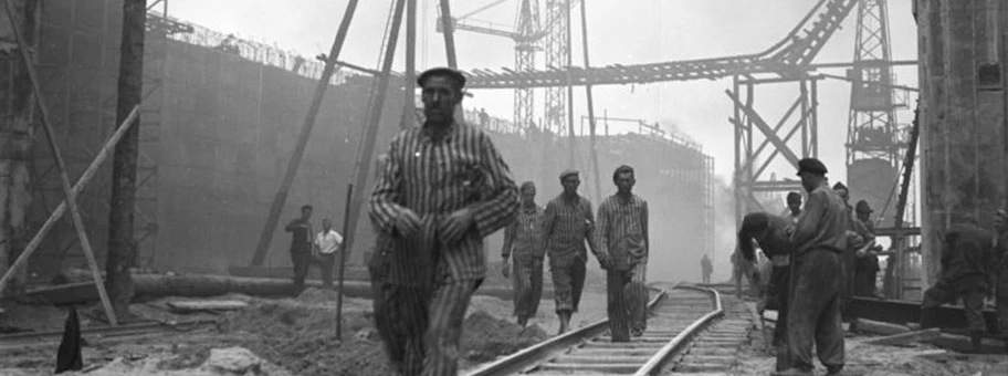 Bau des U-Boot-Bunker «Valentin» in Bremen-Farge, 1944.