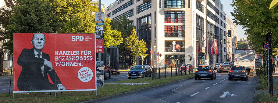 Willy-Brandt-Haus in Berlin während des Wahlkampfs 2021.