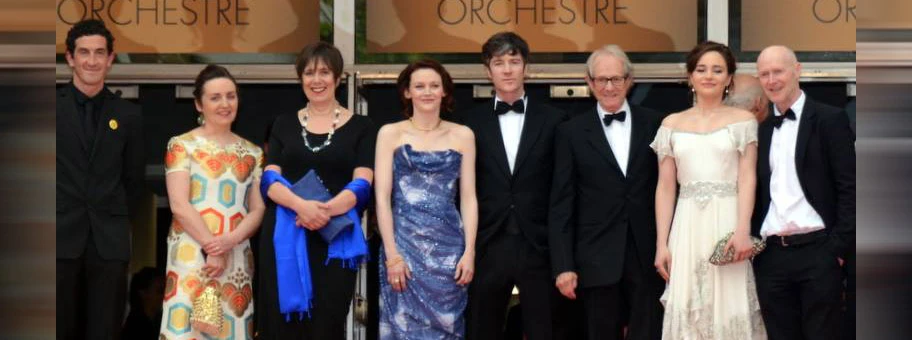 Regisseur Ken Loach mit seiner Filmcrew bei der Präsentation von «Jimmy's Hall» in Cannes, Mai 2014.