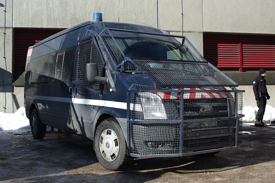 Einsatzfahrzeug der Polizei am WEF (World Economic Forum) in Davos Platz, Januar 2013.