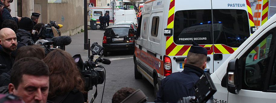 Blick auf das 11. Arrondissement in Paris nach dem Attentat auf «Charlie Hebdo» am 7. Januar 2015.