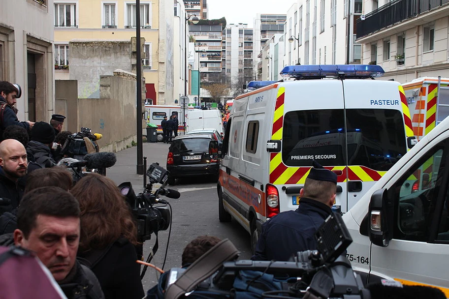 Blick auf das 11. Arrondissement in Paris nach dem Attentat auf «Charlie Hebdo» am 7. Januar 2015.