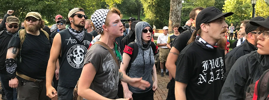 Antifa-Demo in Charlottesvile, August 2018.