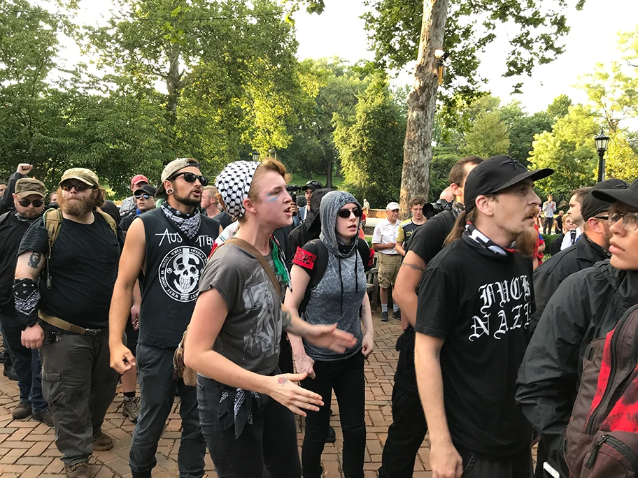 Antifa-Demo in Charlottesvile, August 2018.