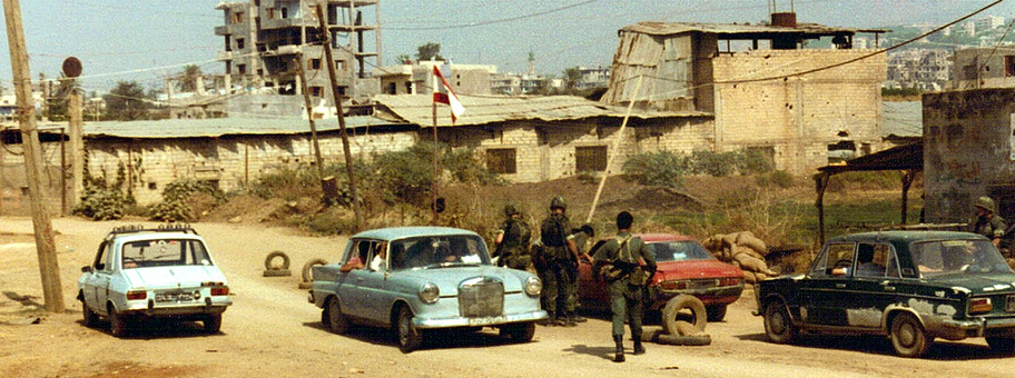 Checkpoint während des libanesischen Bürgerkriegs, Beirut 1982.
