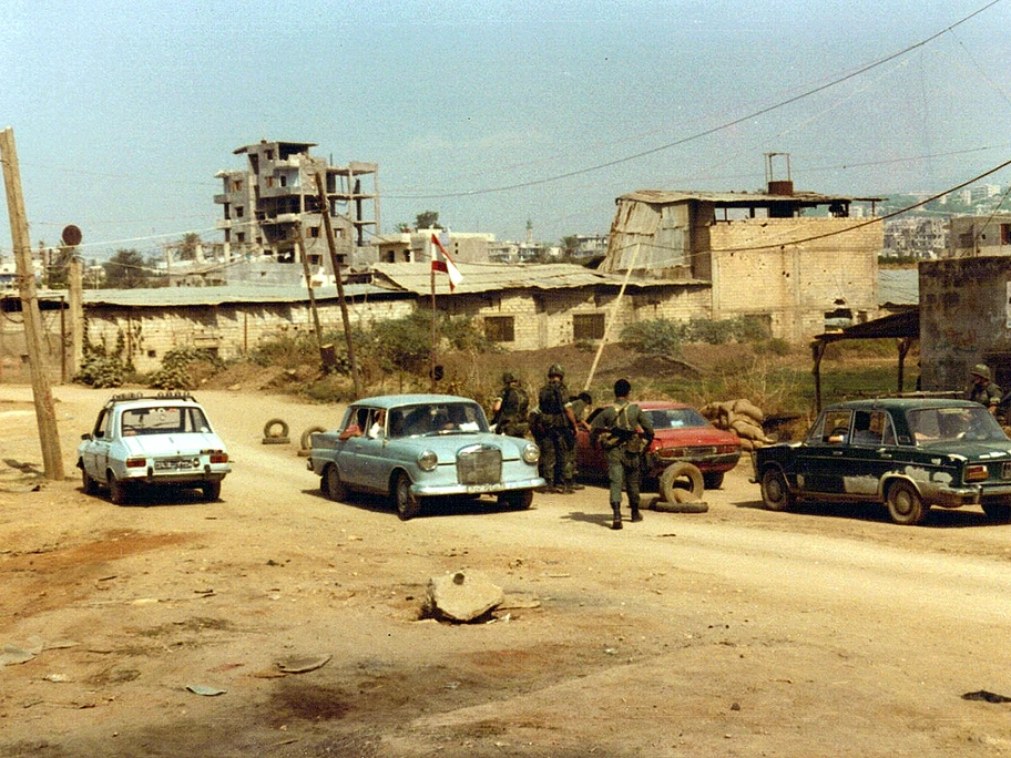 Checkpoint während des libanesischen Bürgerkriegs, Beirut 1982.