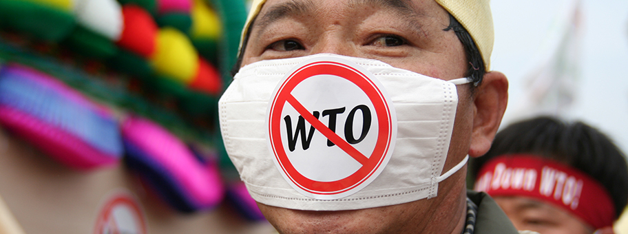 Proteste in Hong-Kong gegend en WTO.