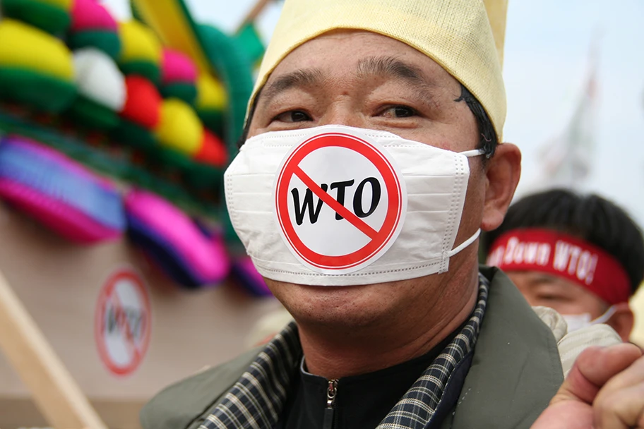 Proteste in Hong-Kong gegend en WTO.