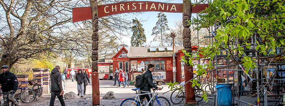 Eingang zum Freistaat Christiania in Kopenhagen, Dänemark.