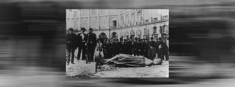 Pariser Kommune 1871 beim Sturz der Colonne Vendôme, Mai 1871.