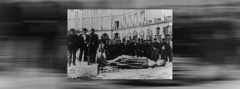 Pariser Kommune 1871 beim Sturz der Colonne Vendôme, Mai 1871.