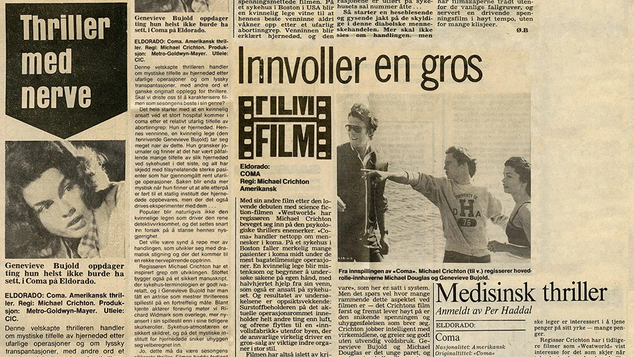Zeitungsausschnitte aus Norwegen aus dem Jahr 1978 zum Thriller 