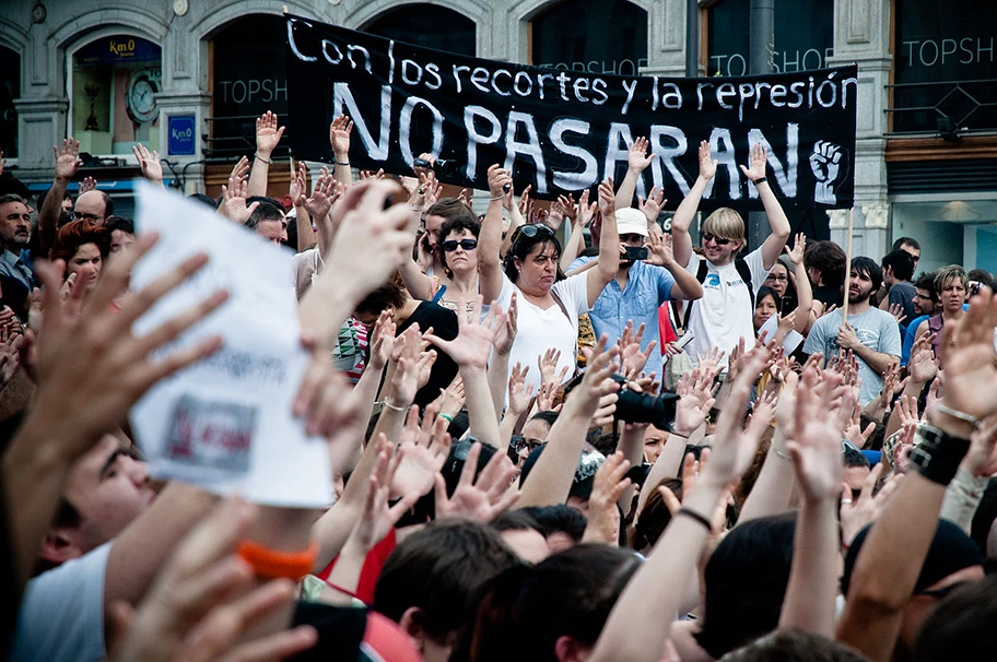 Demonstration der 15-M Bewegung (Indignados) in Madrid, Mai 2012.