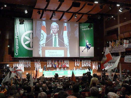 Der holländische Rechtspopulist Geert Wilders am Congresso Federale der Lega Nord in Turin, 15. Dezember 2013.