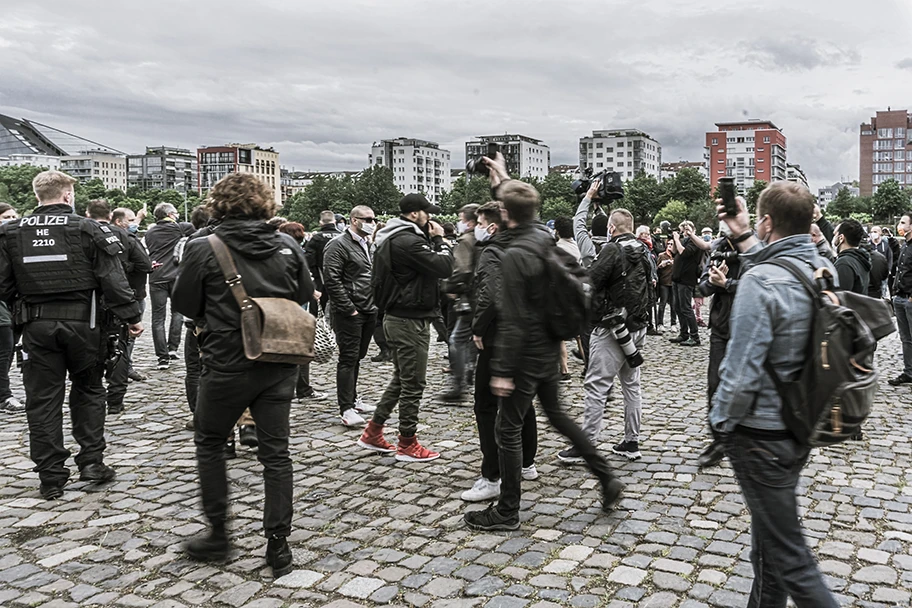 Corona Proteste in Frankfurt, Mai 2020.