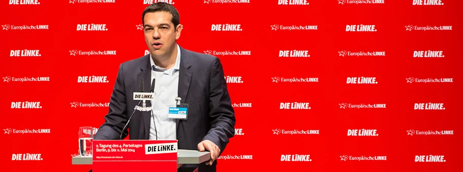 Alexis Tsipras am Bundesparteitag der Linken im Mai 2014 in Berlin.