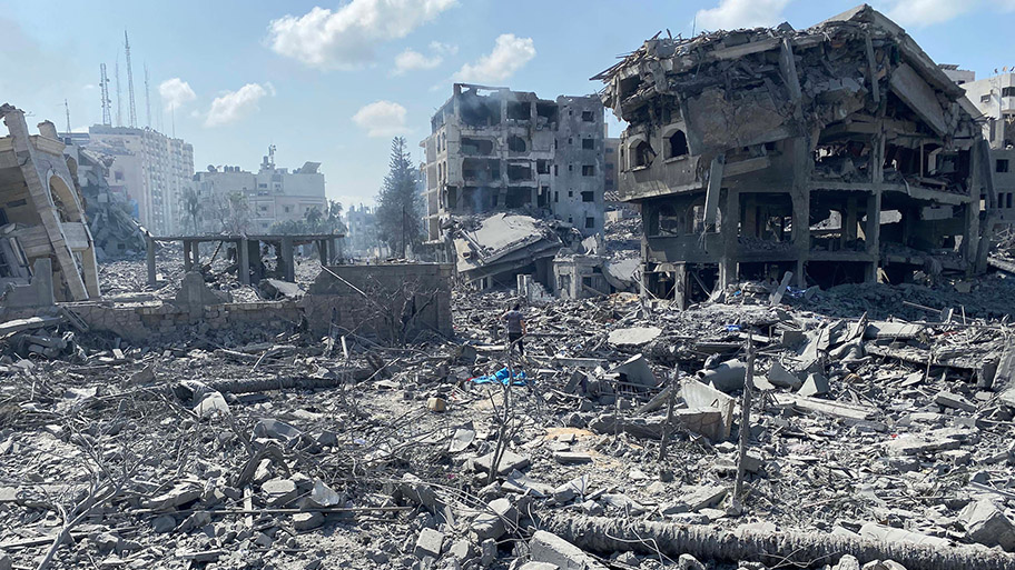Das Viertel El-Remal in Gaza Stadt nach einem Bombardement der israelischen Luftwaffe am 10. Oktober 2023.