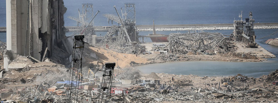 Der Hafen von Beirut nach der Explosion, August 2020.