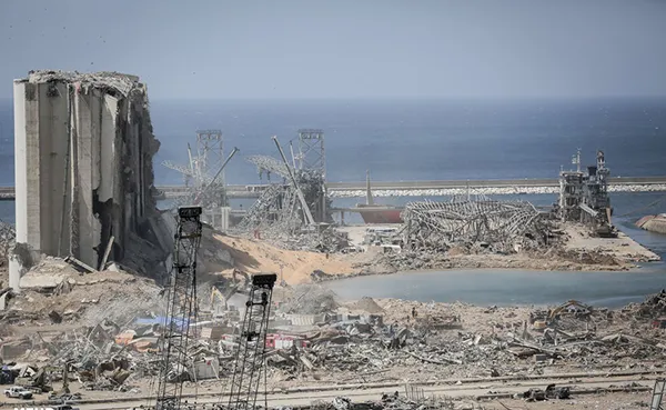 Der Hafen von Beirut nach der Explosion, August 2020.