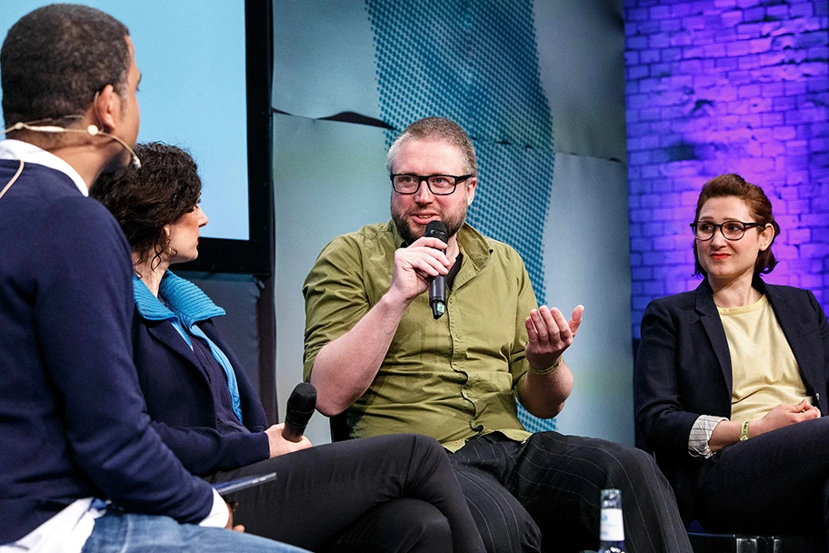 Der deutsche Autor und Journalist Daniel Schulz an der Re:publica, Mai 2019.