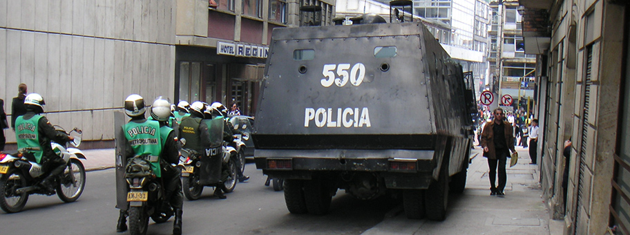 Polizeieinsatz bei einer Demonstration in Bogotá.