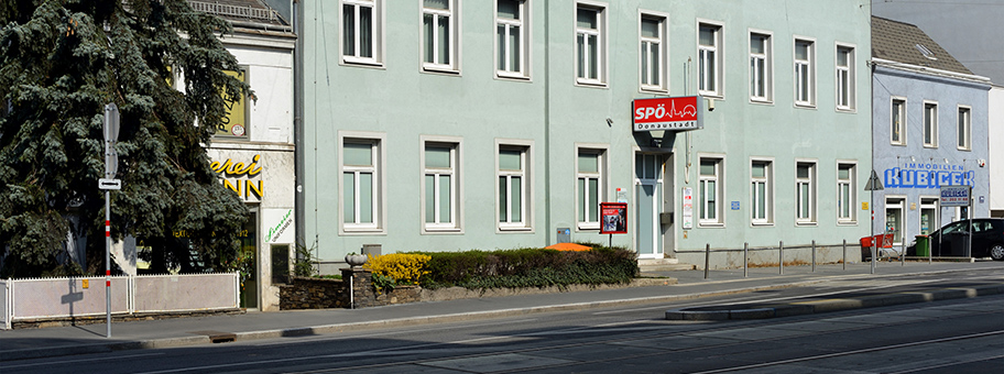 SPÖ-Haus an der Donaufelder Strasse in Donaustadt, einem Gemeindebezirk, von Wien.