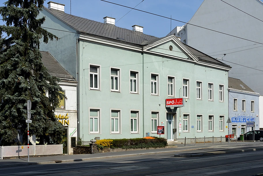 SPÖ-Haus an der Donaufelder Strasse in Donaustadt, einem Gemeindebezirk, von Wien.