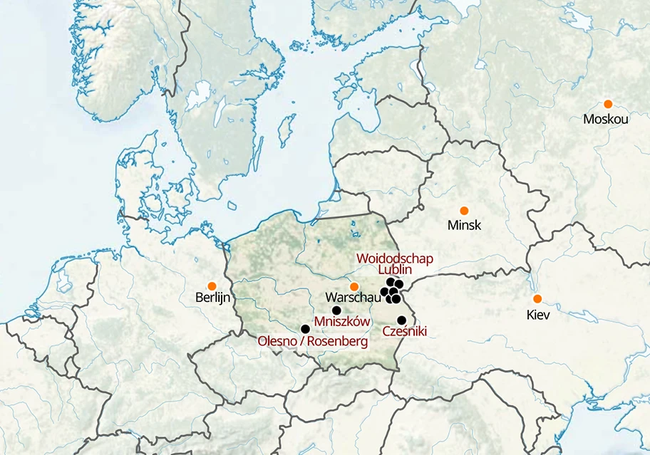 Fundorte von Drohnen in Polen im September 2025.