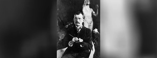 Edward Munch im Garten der Villa des Dr. Max Linde, Lübeck (Deutschland) 1902.