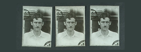 Fotos von Eric Blair (George Orwell) aus seiner Akte bei der Metropolitan Police.