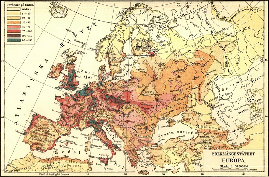 Karte von Europa aus dem Jahr 1907.