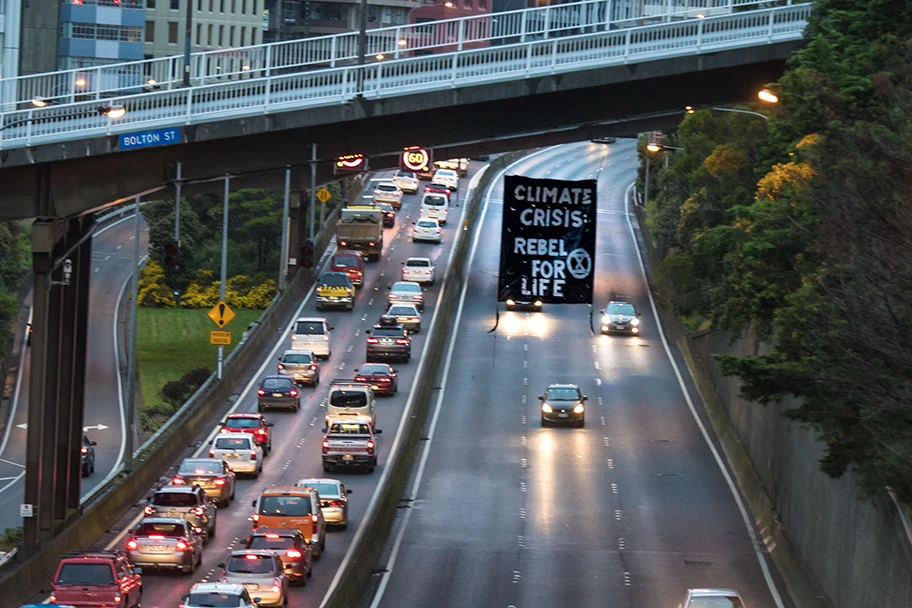 Extinction Rebellion Protest in Wellington, Neuseeland.