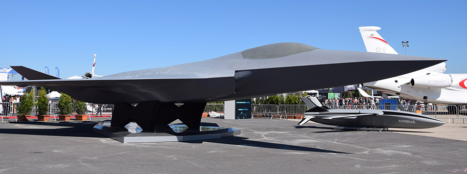 Modell des europäischen Kampfjetsystem FCAS in Paris, Juni 2019.